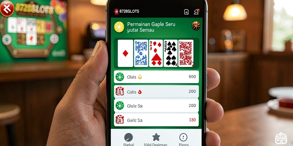Tampilan gameplay seru dalam 8728SLOTS dengan fitur gaple yang menarik.