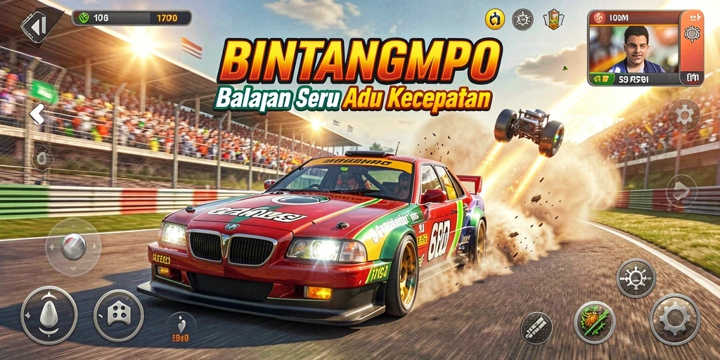 Tampilan gameplay BINTANGMPO yang mengasyikkan saat balapan.