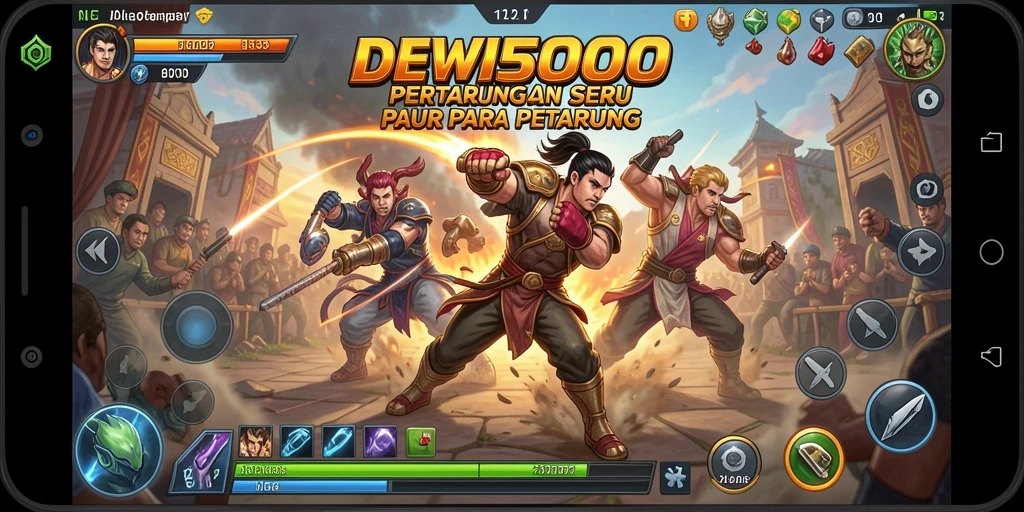 Gameplay seru DEWI5000 dengan pertarungan karakter unik.