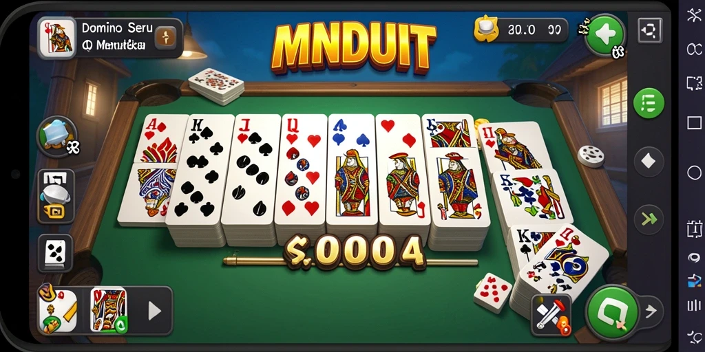 Tampilan gameplay seru dalam permainan Domino MNDUIT.
