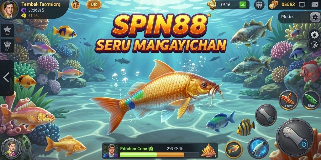 Tampak gameplay seru saat menangkap ikan dalam SPIN88.