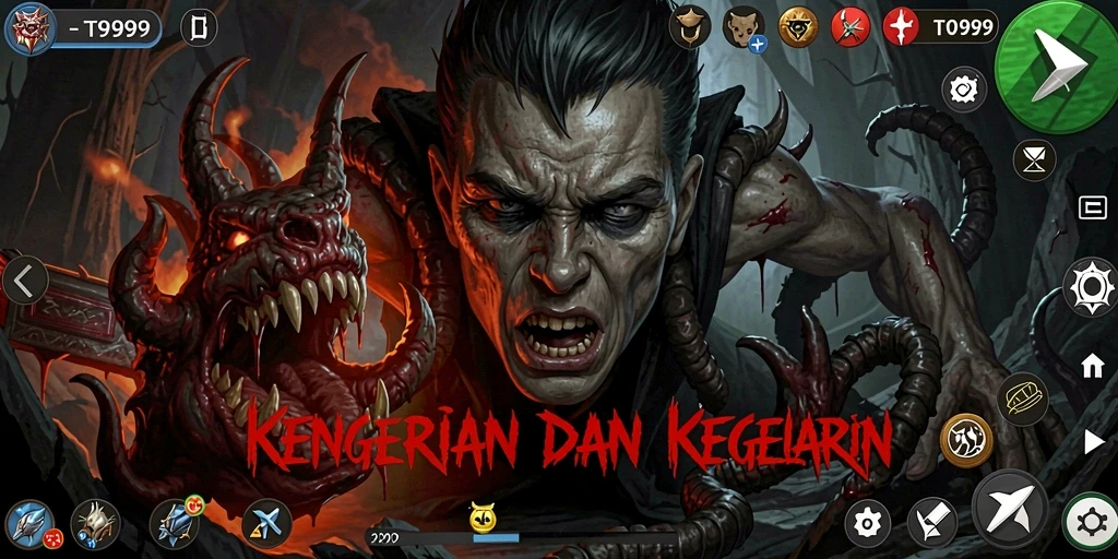 Gameplay T9999 yang menakutkan, penuh dengan ketegangan dan ketidakpastian.